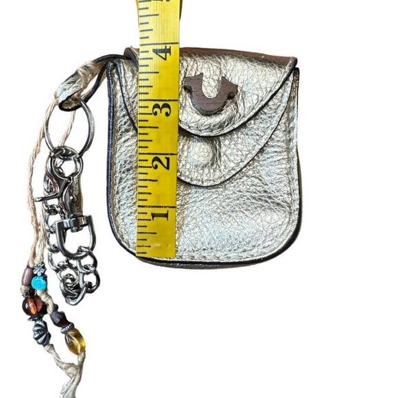 True Religion Gold Small Coin Keychain Pouch Case 3.75"W x 4"H x 1.25"D - Picture 4 of 6